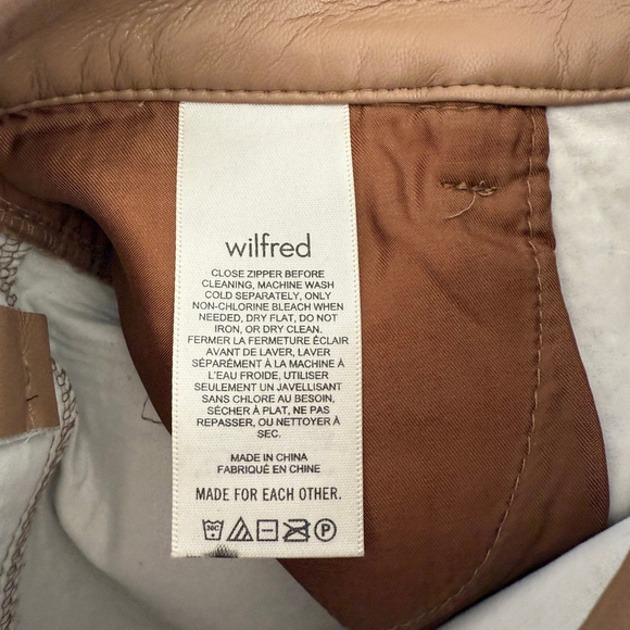 Aritzia Wilfred Melina Pant High Waisted Vegan Leather Pants Brown Sz 00 Short - Picture 7 of 11